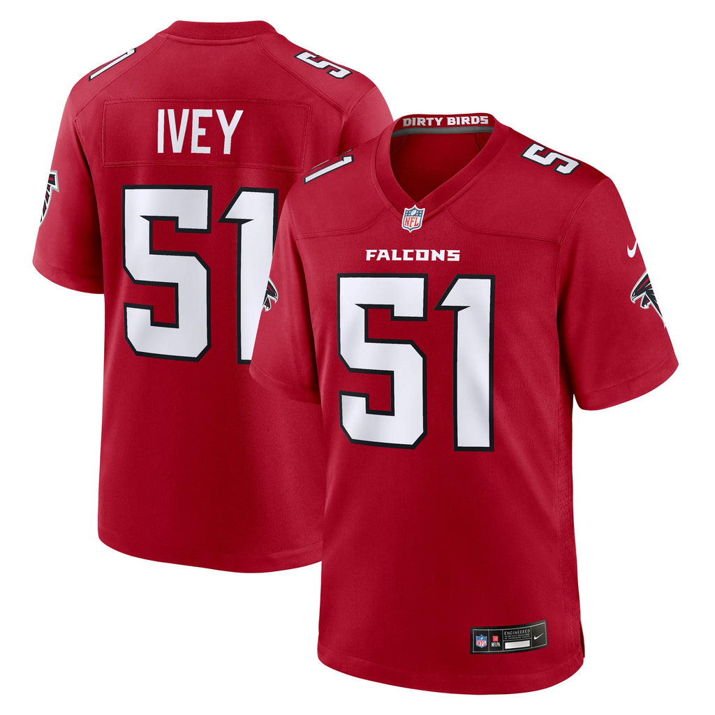 Atlanta Falcons Jared Ivey Nike Red Team Game Jersey