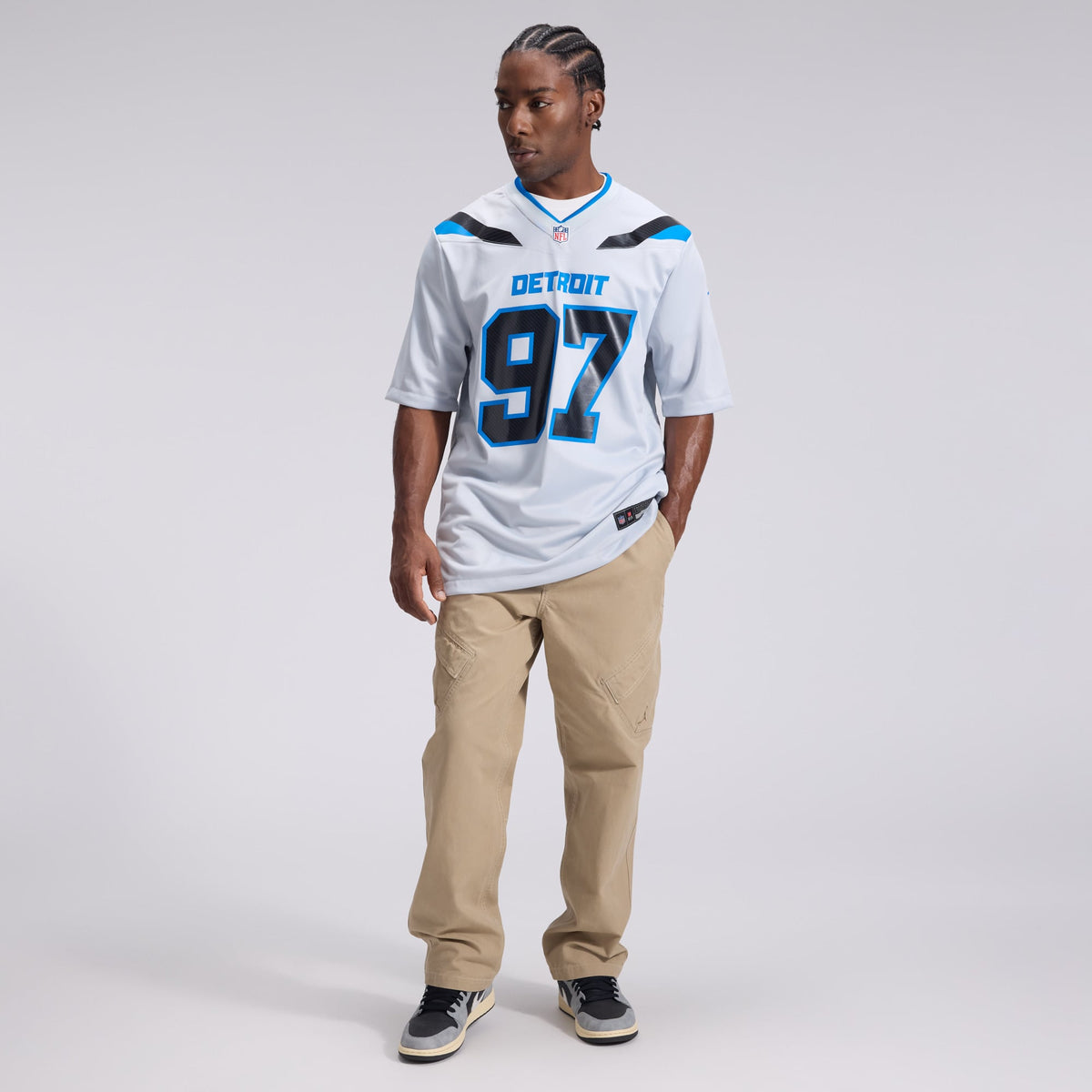 Detroit Lions Aidan Hutchinson Nike Silver 2026 Rivalries Collection Game Jersey