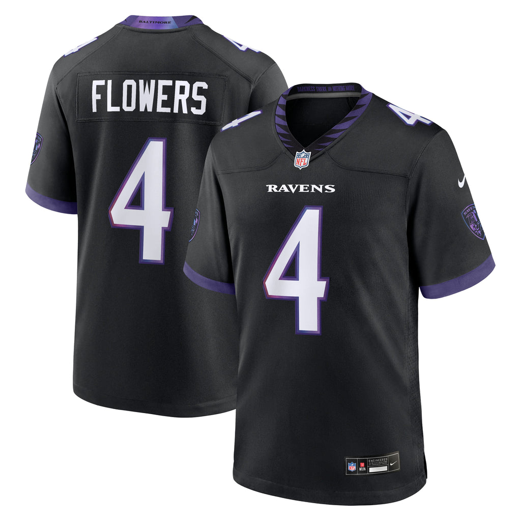 Baltimore Ravens Zay Flowers Nike Black Alternate Game Jersey