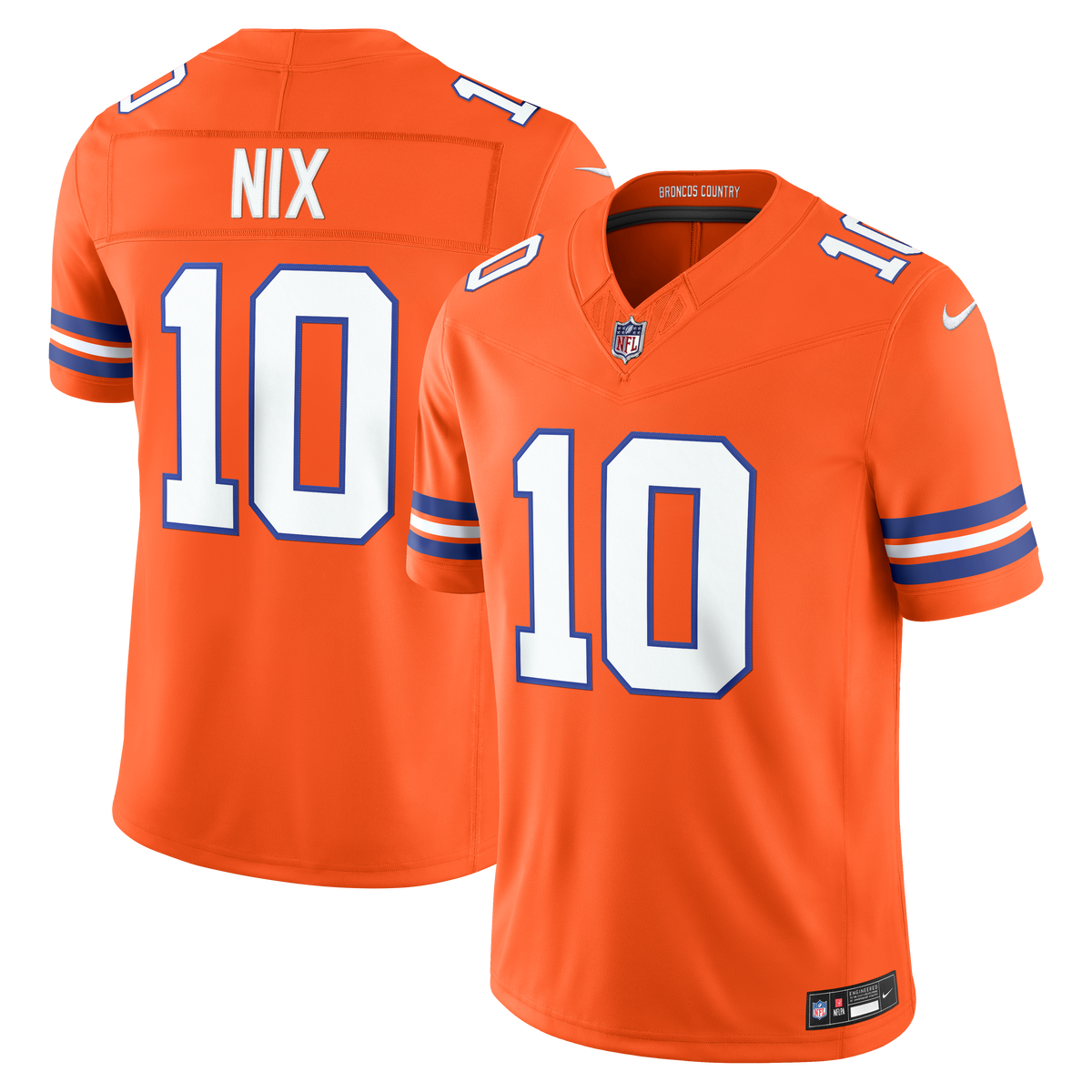 Denver Broncos Bo Nix Nike Orange Alternate Mile High Collection 1977 Throwback Vapor F.U.S.E. Stitched Limited Jersey